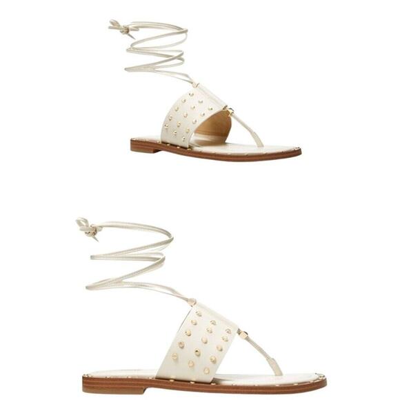 MICHAEL Michael Kors | Biege Jagger Ankle-Tie Studded Leather Sandal | S… - Picture 2 of 16